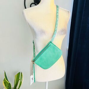 Hobo Saunter Leather Belt Bag/Fanny Pack, Adjustable, Concerts, Travel Green NWT